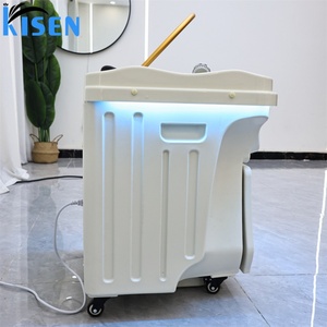 อ่างสระผมเคลื่อนที่ออลอินวัน Kisen พร้อมระบบอบไอน้ำ ไฟ LED ระบบหมุนเวียนน้ำ ถังคู่ สำหรับร้านเสริมสวย เครื่อง Zen-flow - Product Image 2