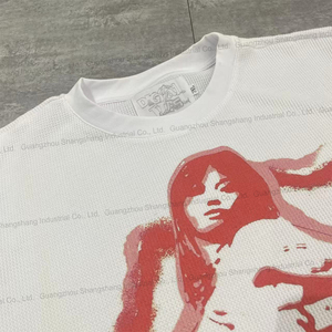 Guangzhou shangshang เสื้อยืดแขนยาววินเทจเสื้อยืดพิมพ์ลายโลโก้กราฟิกที่กำหนดเอง - Product Image 5