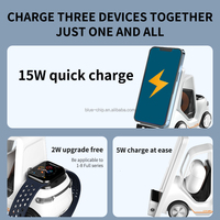 Multifunctionele Stand Wekker Telefoonkabel 5 In 1 Lichte Vork Lift Klok Alarm Draadloos Opladen Voor Slimme Horloge Oplader