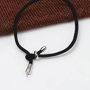 S925 Silver Black Rope <b>Red</b> Rope DIY Accessories Simple Handmade <b>Bracelet</b> with Empty Support Small Fresh Jewelry Findings - Product Image 3