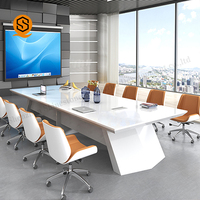 Table de conférence blanche, en pierre, de marbre, Design moderne, pour salle de conférence, livraison gratuite