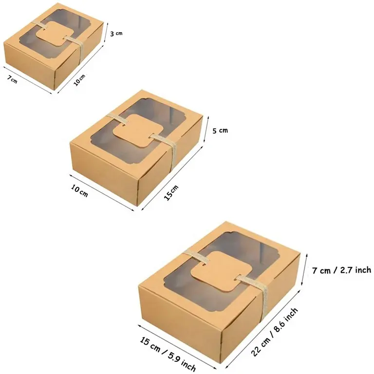 Großhandel Gebäckbox aus Kraftpapier mit Seil blanko Etikett kundenspezifisches Logo Kraftpapier Karton gefaltete Box für Kuchen Lebensmittel Geschenkbox