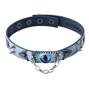 Collana Trendy Unisex Stile Diavolo con Rivetti Blu Nebbia e Colletto Harajuku, Retrò Stile Wasteland - Product Image 3