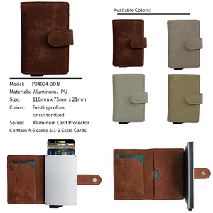 <b>RFID</b> <b>blocking</b> business card holder Automatic pop-up <b>wallet</b> unisex PU aluminium zipper <b>wallet</b> - Product Image 4