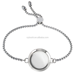 Toptan örnek 25mm paslanmaz çelik düz mıknatıs kapatma cam yüz + paslanmaz çelik geri ayarlanabilir zincir bilezik ile - Product Image 1