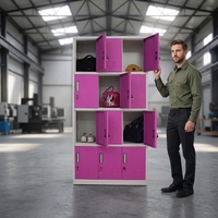 Armoire de rangement métallique moderne rouge à 12 portes pour employés, idéale pour chambre et bureau