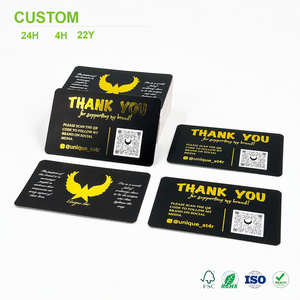 Tarjetas de Agradecimiento Personalizadas con Lámina Dorada y Código <span class=keywords><strong>QR</strong></span>, Tarjetas de Apreciación de Marca en Negro Mate con Esquinas Redondeadas, Impresión Personalizada al por Mayor - Product Image 1