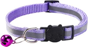 Kalung Kucing Reflektif Versi Terbaru, Pengikat Kepala Kucing Model Breakaway, Dapat Disesuaikan, Bahan Nilon Ringan Bergaris, Kalung Hewan Peliharaan Kucing Anjing Dengan Lonceng - Product Image 6