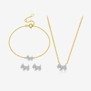 FUAMAY Set di Gioielli in Argento 925 Placcato Oro 18K, Bracciali, Orecchini e Collana con Ciondolo a Forma di Cane Anime per Ragazze - Product Image 1