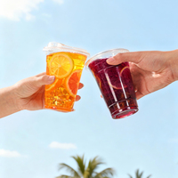 Lot de 50 gobelets en plastique avec couvercles, 12 oz, gobelets transparents pour le camping, café glacé et boissons froides