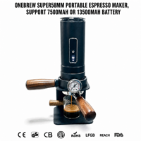 Machine à café semi-automatique portable OneBrew Super58 58 mm, 19 bars de pression, batterie 7500 mAh/13500 mAh, sans fil, pour la maison