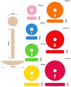 Solid <strong>Wood</strong> Rainbow <strong>Stacker</strong> Leaning Kids Toys Wooden Stacking <strong>Ring</strong> Toys for Toddlers - Product Image 4