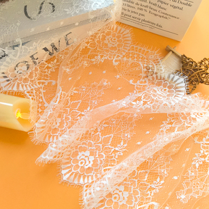 Fantasia nastro di <span class=keywords><strong>pizzo</strong></span> in Nylon lavorato a <span class=keywords><strong>maglia</strong></span> larga 29.5 cm bianco Vintage Design <span class=keywords><strong>con</strong></span> filo di <span class=keywords><strong>pizzo</strong></span> <span class=keywords><strong>con</strong></span> ciglia - Product Image 5