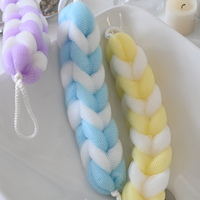 Vente en gros de barres de bain en maille naturelle en microfibre écologique Pouf à bulles Luffa Bouffée de douche Éponge de bain