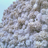 Hete Verkopende Bruiloft Decoratie Kunstmatige Bloemenmuur Achtergrond Witte Rozen Hortensia Oprollen 8ft Bij 8ft Bloemenmuur Achtergronden
