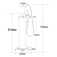 Robinet de baignoire autoportant en titane doré, style rétro, avec mitigeur douche pour baignoire