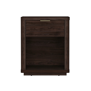 Nightstand In Brown Wood With Drawer And <b>Open</b> Shelf Storage Unit - Product Image 1