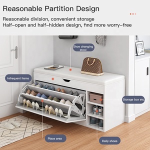 <span class=keywords><strong>Meuble</strong></span> <span class=keywords><strong>d</strong></span>'<span class=keywords><strong>entrée</strong></span> en bois pas cher, grand organisateur de chaussures moderne <span class=keywords><strong>avec</strong></span> siège et rangement - Product Image 3