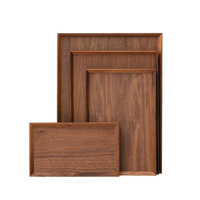 Assiette en bois classique vaisselle plateau de salle à manger rectangulaire en noyer noir pour hôtels fruits Snack thé fête poli