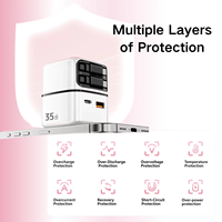 Chargeur mural multi-appareils 4 en 1 35W GaN avec deux câbles rétractables pour téléphones portables, vente en gros, ODM, logo personnalisé