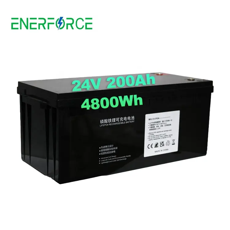 Enerforce Batterie lithium-ion 24v de stockage solaire domestique 200ah 24v Lifepo4 Batterie au lithium-ion à cycle profond