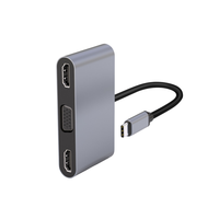 Hub Aluminium Alloy Berkualitas Tinggi Tipe-C 5-in-1 Docking Station HDMI4K60HZ DP VGA USB3.0 PD100W Tersedia