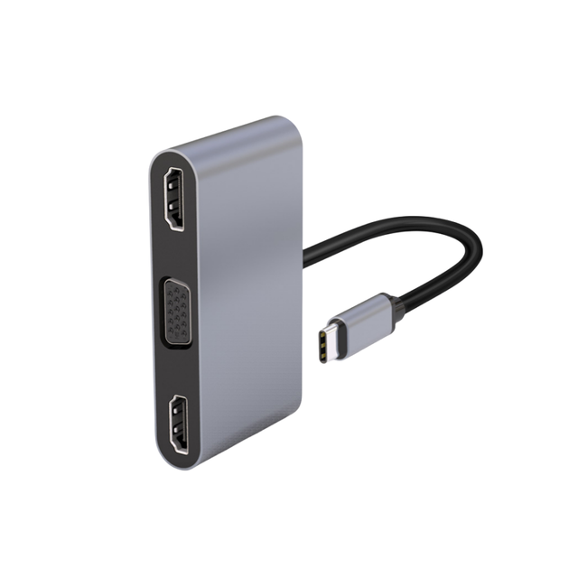 High Quality Aluminum Alloy Type-C Hub 5-in-1 Docking Station HDMI4K60HZ DP VGA USB3.0 PD100W in Stock