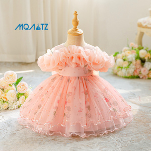 Robe Tutu Fleurie Meiqiai 2025 Nouvelle Collection pour Bébé Fille, Robe de Bal Rose à Col Rond Style Formel pour Anniversaire et Mariage - Product Image 2