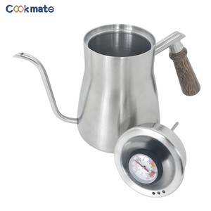 Tetera de café con cuello de cisne de acero inoxidable 304 de alta calidad, tetera de cocina con mango de madera de 850ml con escala de termómetro - Product Image 3