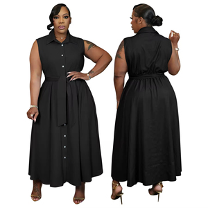 Vestidos africanos de talla grande para mujer, formales, elegantes, modestos, sin mangas, estilo indio, maxi vestidos con cinturón, vestidos de talla grande para mujer - Product Image 4