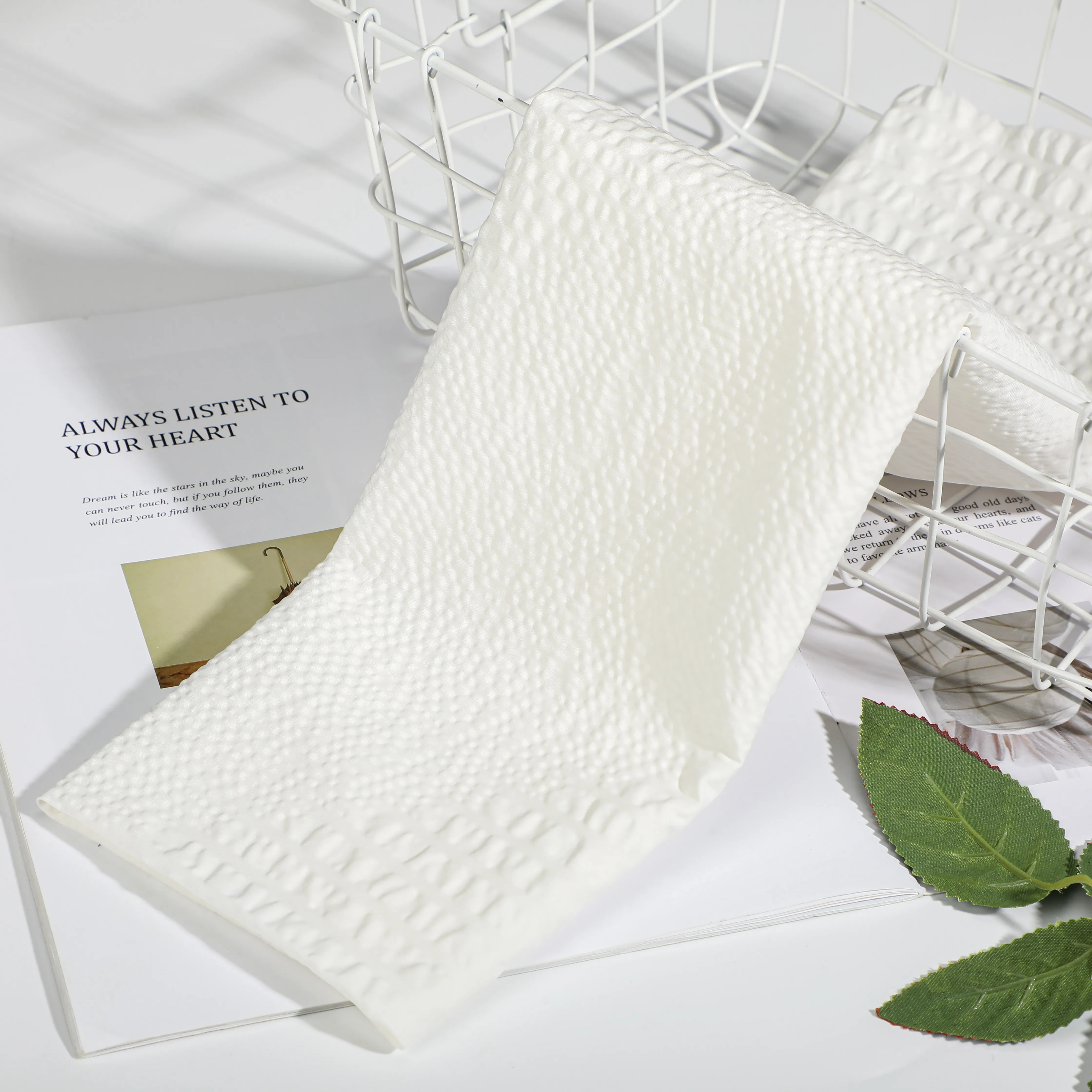 Seersucker-tela de algodón 100% con estampado blanco para vestido y camisa