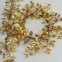 Guirlande de Branches d'Olivier Artificielles en Polyester avec Poudre Dorée pour Décorations de Noël, Maison, Centre Commercial, Fêtes, Festivals, Taille Personnalisée, Murale