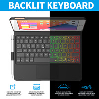 Coque avec clavier multi-touch pour iPad 9ème génération, rétroéclairage à 7 couleurs, rotatif à 360 ° pour iPad 8ème 7ème Air 3 Pro 10.5