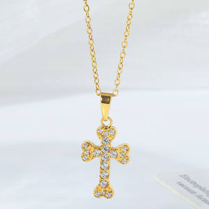 Kalung Liontin Salib Fashion dari Baja Anti Karat dengan Zirkonia Sederhana SongYi - Product Image 3