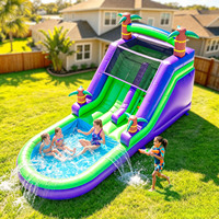 Toboggan aquatique gonflable commercial en PVC 21x9x12FT pour extérieur, jardin, fêtes d'adultes et d'enfants, avec piscine à jets d'eau et souffleur
