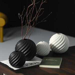Vase en céramique de style Ins, rond, noir et blanc, taille <span class=keywords><strong>S</strong></span>, décoration pour la maison - Product Image 4