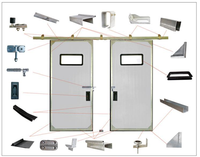 Porte coulissante industrielle robuste avec petite porte, panneau isolé de 75 mm, galvanisé, pour entrepôt et usine