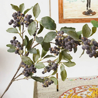 Dekorasi Natal cabang buah Berry Holly biru buatan kualitas tinggi Centerpiece karangan bunga Hari Ibu
