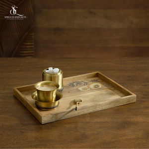 Elegante bandeja de servicio de madera rectangular con estampado de hojas modernas, elegante bandeja de aperitivos para el desayuno para el hogar, bodas duraderas, Ramadán - Product Image 3