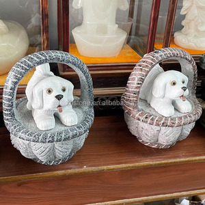 手彫り卸売屋外庭の装飾品庭のドア天然花崗岩石動物の彫刻装飾かわいい犬の彫像 - Product Image 4