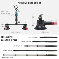 Kit de fixation pour voiture à triple ventouse avec perche à selfie 2-en-1 et support à dégagement rapide usiné CNC pour caméras GoPro Insta360 DJI