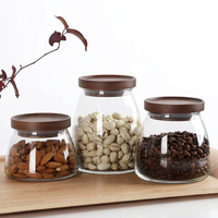 Nouveau pot de conservation en verre hermétique de qualité alimentaire avec couvercle en bois, écologique, compatible micro-ondes et lave-vaisselle, transparent, pour usage domestique