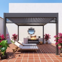 Pergola extérieure moderne en aluminium Airfun, toit rétractable motorisé à lames orientables, auvent LED bioclimatique, écologique, résistant au vent