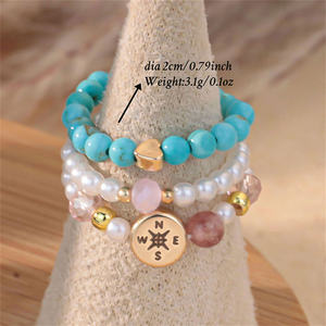 Bijoux <span class=keywords><strong>du</strong></span> zodiaque bohème pierre naturelle perlée bande anneau extensible ensemble à la main faire cristal empilable anneau astrologie <span class=keywords><strong>Horoscope</strong></span> - Product Image 6