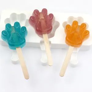 SW Chinese Supplier Food Grade 3 Cavity Cat Feet Silicone Popsicle Ice Cream Mold Ice Cream Mold Silicone