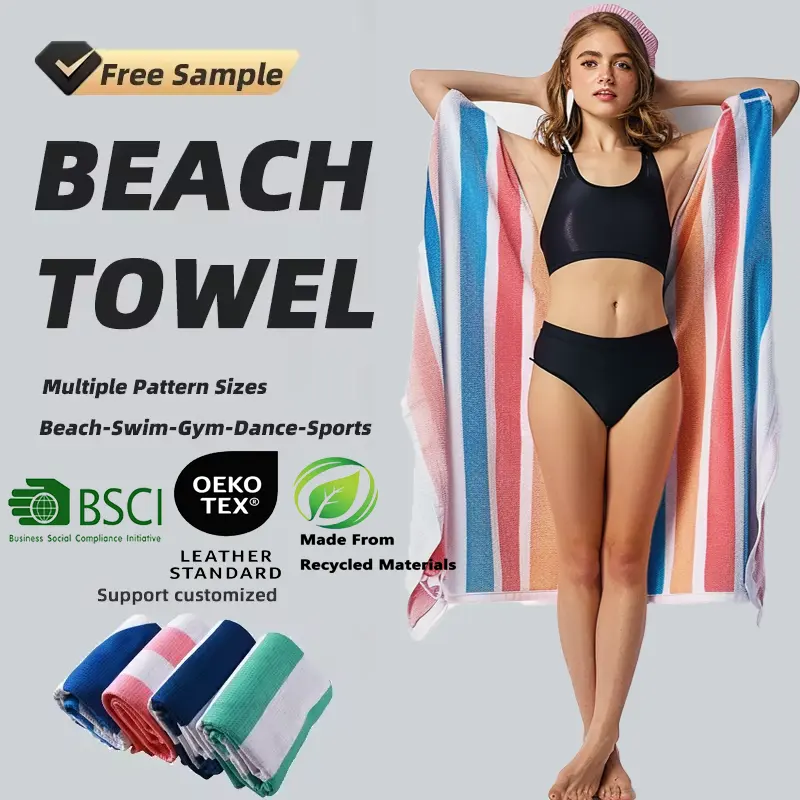 Luxury Extra Large Square Microfiber Beach Towel Custom Solid Terry Cotton Velour High Quality Knitted Square Beach Towel
