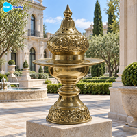 Vase rituel en bronze orné, sculpture en laiton et cuivre finition antique, art décoratif personnalisé pour hôtel, jardin, cour, place publique