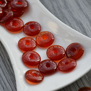 Natural Red Agate <b>Safety</b> Buckle Sweater <b>Chain</b> Pendant 15mm Engraved Unisex Jewelry Gift - Product Image 4