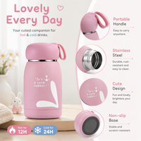Bouteille Thermos Mini Lapin en Acier Inoxydable Durable, Scellée, Anti-Fuite, Sûre et Réutilisable pour un Usage Quotidien à Long Terme, Livraison Rapide