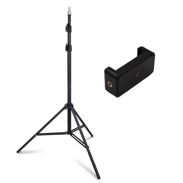 Portable 2.1m Stand Live Floor Mobile Phone Holder with Clip Height Adjustment Lightweight Phone Tripod Live Equipment